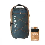 Rucsac impermeabil pliabil 12 L – maro, IP66, pentru drumeții, SUP și caiac – Zulupack® Quokka